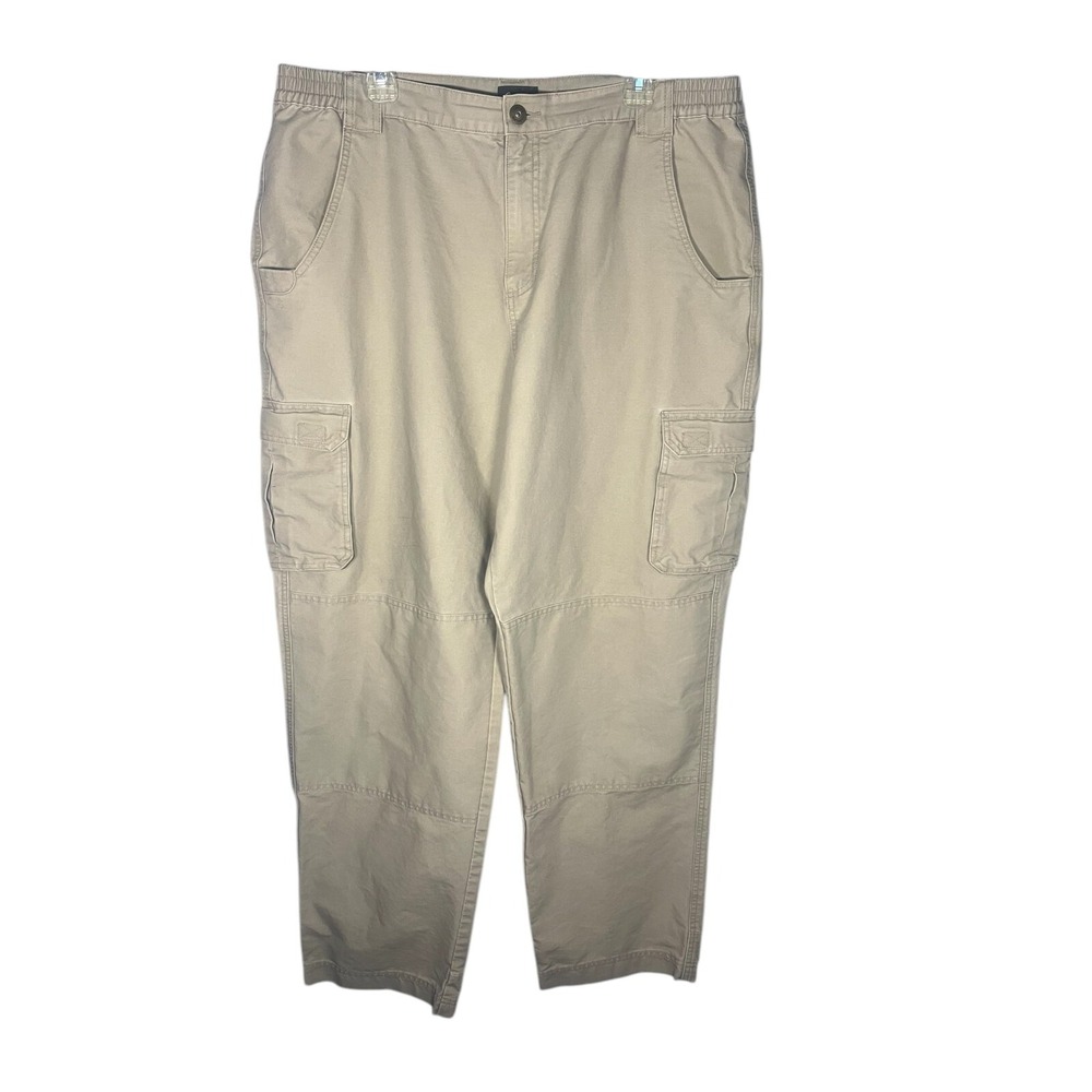 Cabela's Men's Khaki Cargo Hiking Durable Work Pants 40x34‎ Double Knee